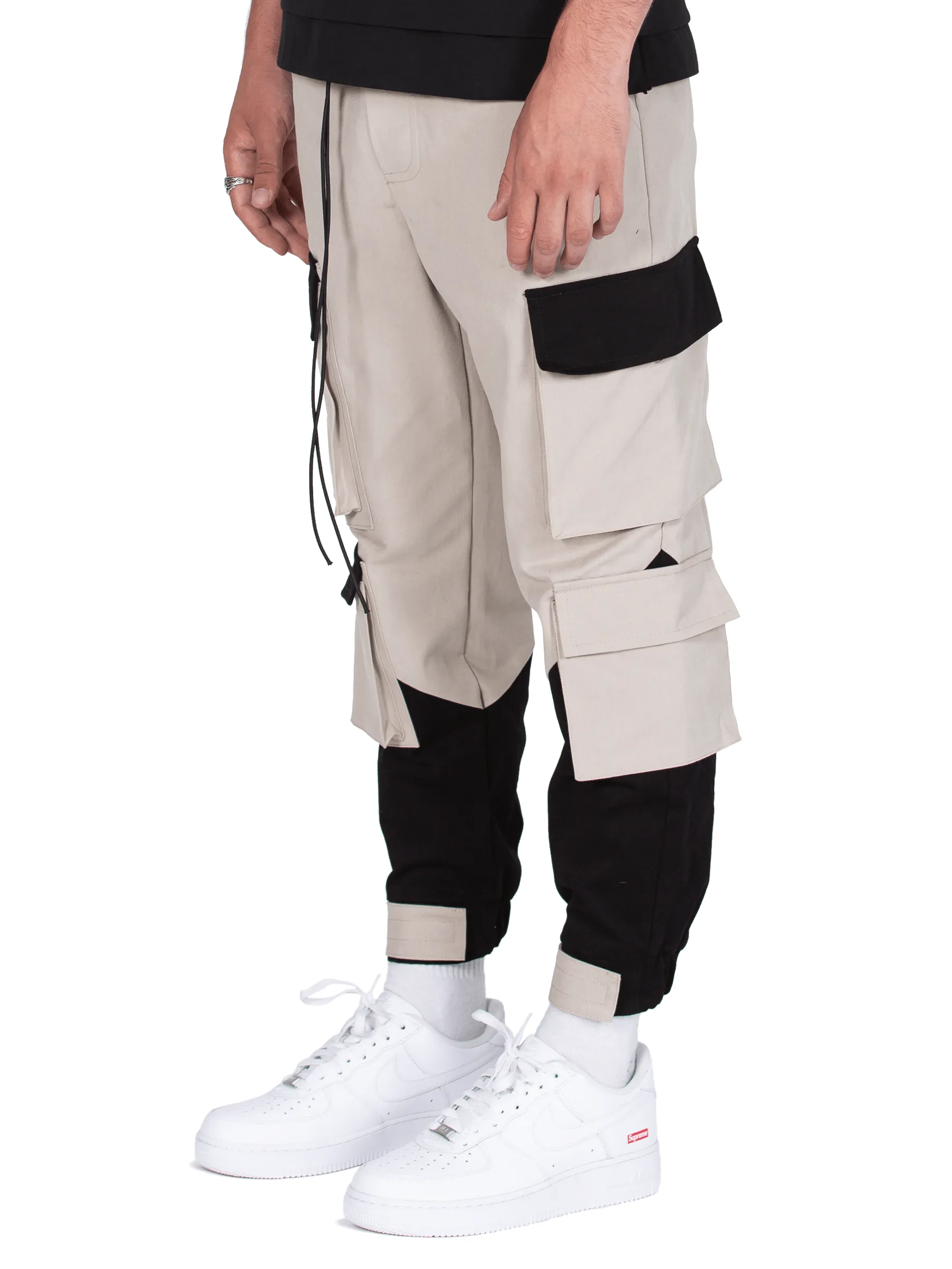 Multi Pocket Cargo Pants - Stone / Black sold by reputation studios product image thumbnail 3