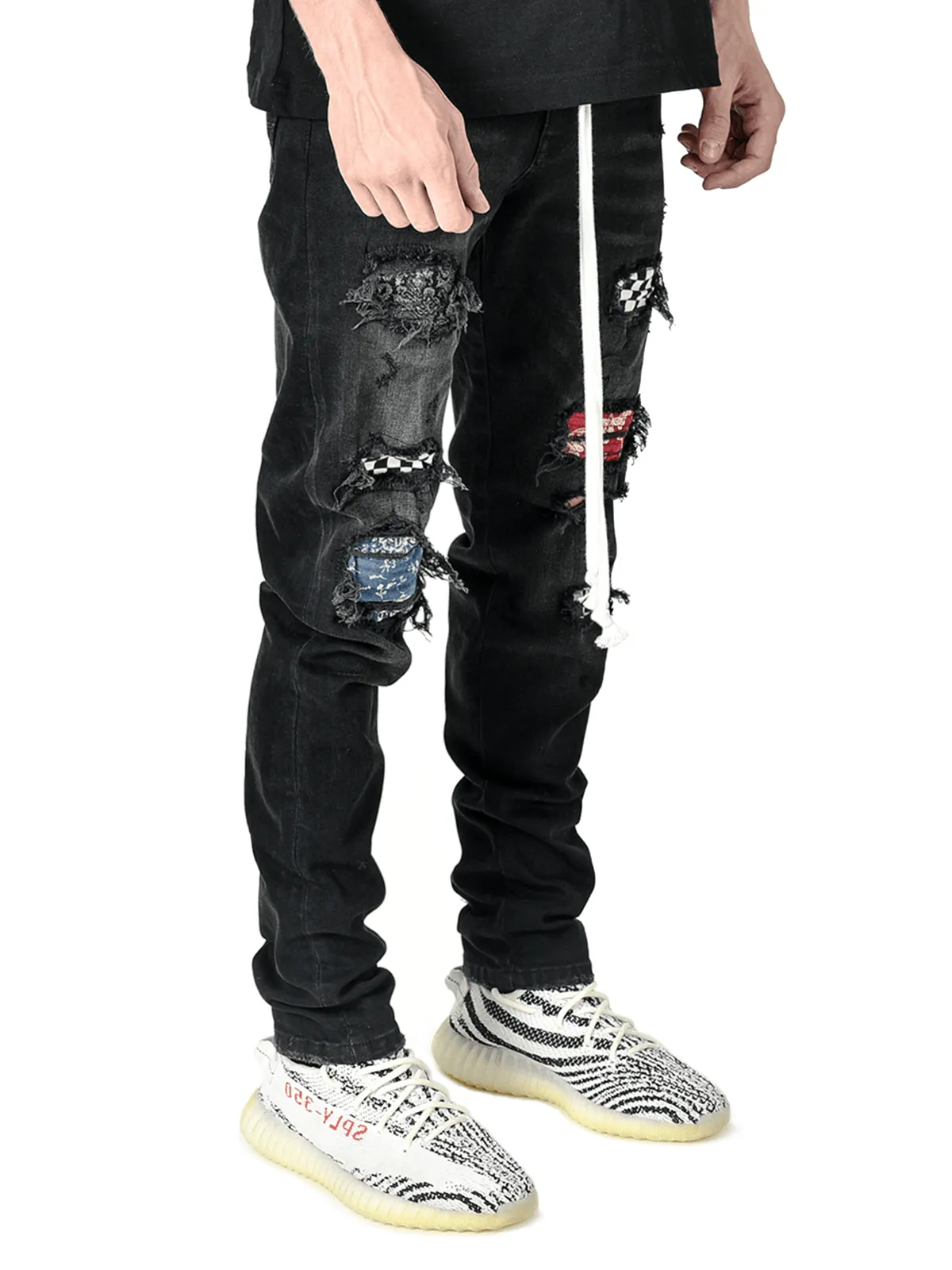 Biker Patch Denim - Black Multi sold by reputation studios product image thumbnail 4