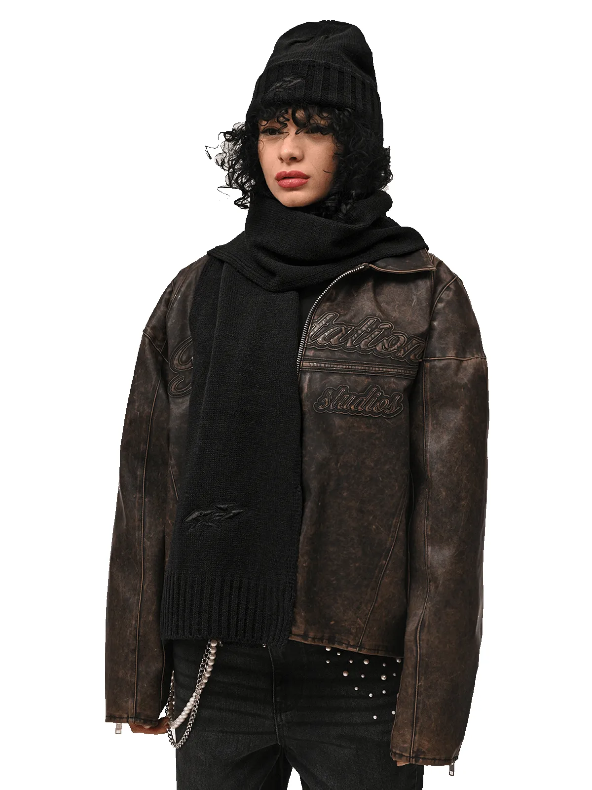 Y2K Knit Scarf - Black sold by reputation studios product image thumbnail 2