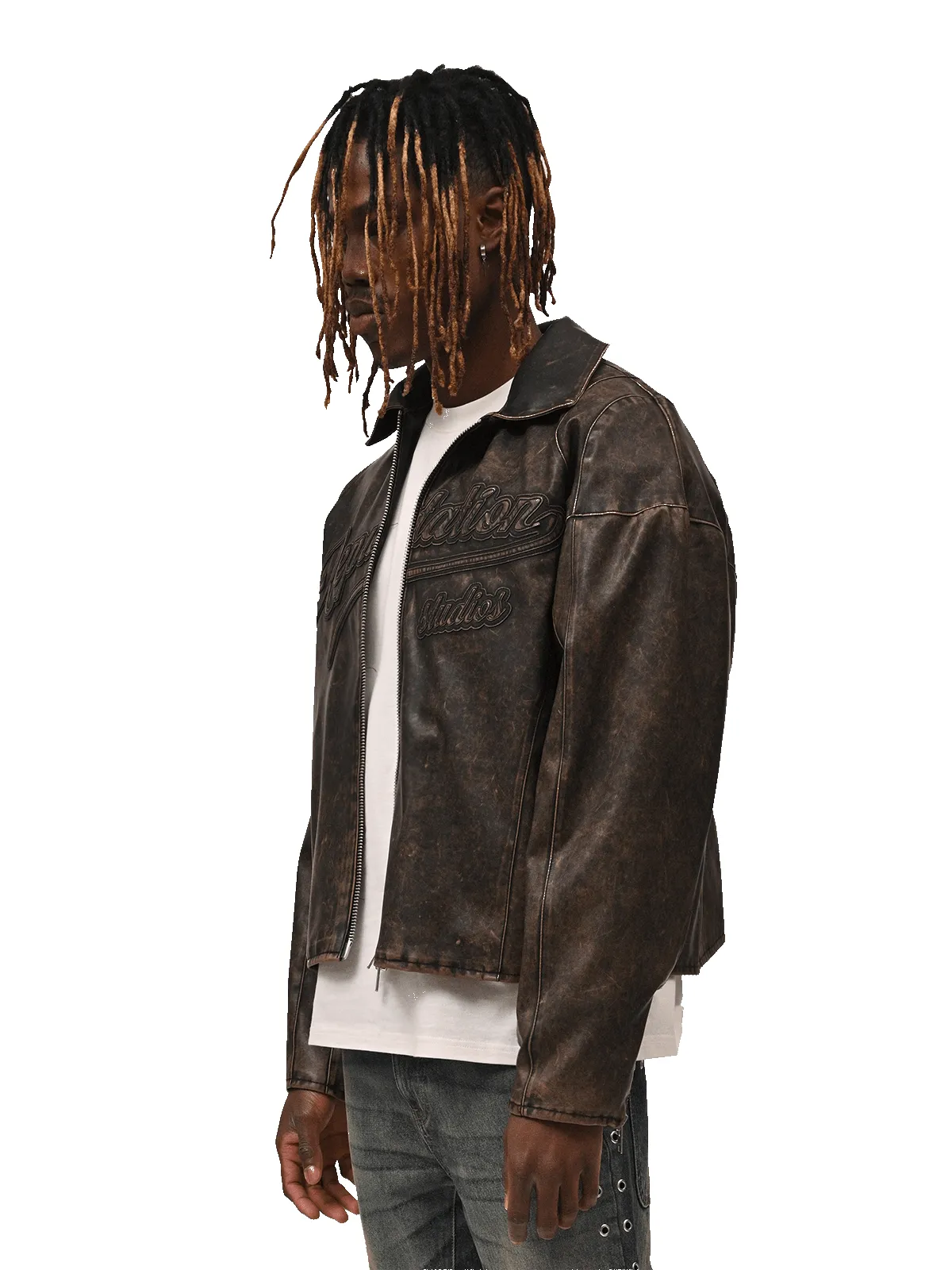 Vintage Leather Jacket - Acid Wash sold by reputation studios product image thumbnail 3