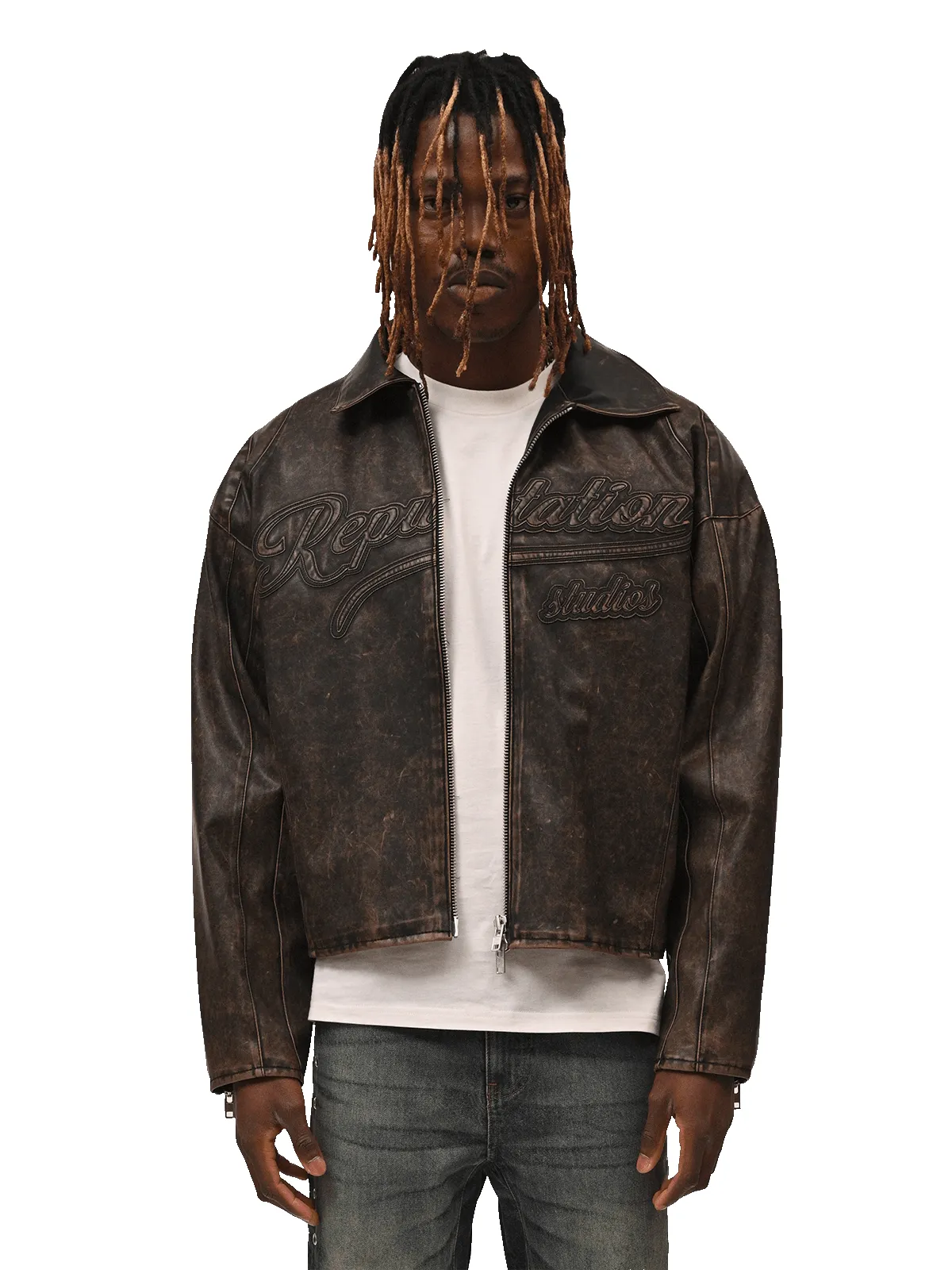 Vintage Leather Jacket - Acid Wash sold by reputation studios product image thumbnail 2