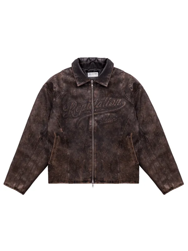 Vintage Leather Jacket - Acid Wash sold by reputation studios