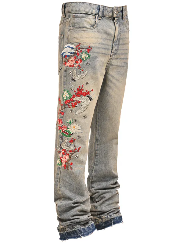 Japanese Garden Denim - Cream Wash sold by reputation studios