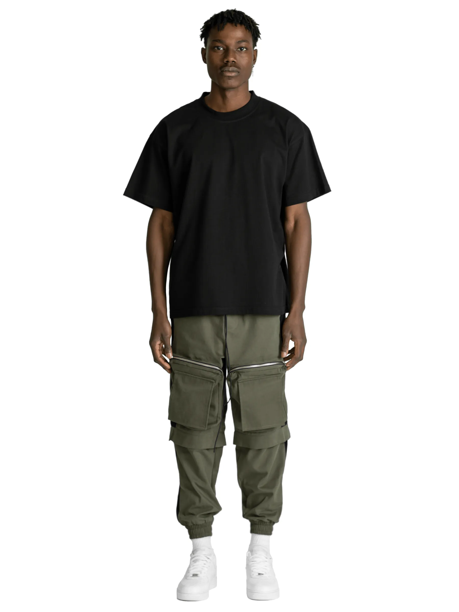 Colour-Block Cargo Pants - Forest / Black sold by reputation studios product image thumbnail 5