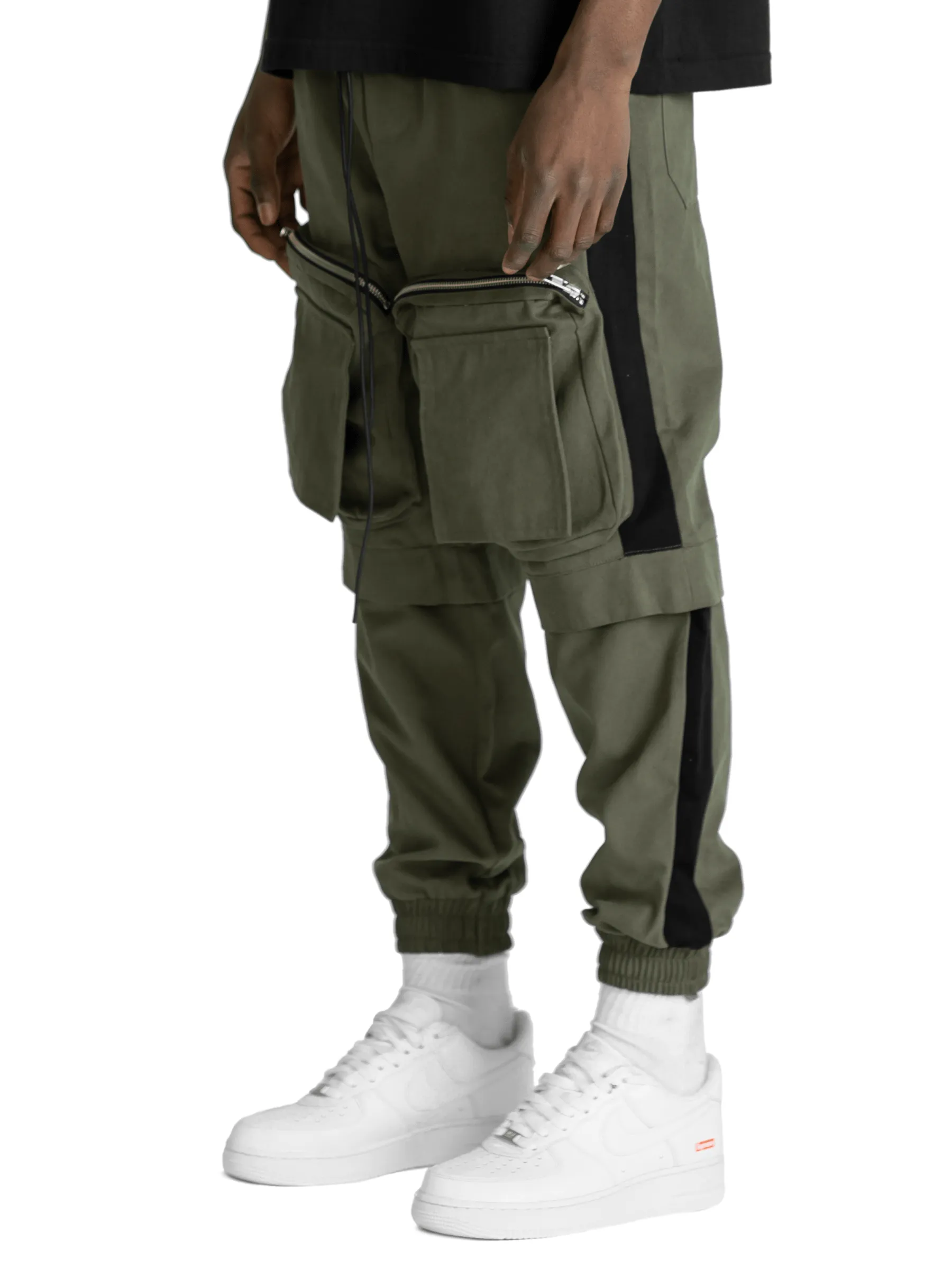 Colour-Block Cargo Pants - Forest / Black sold by reputation studios product image thumbnail 3