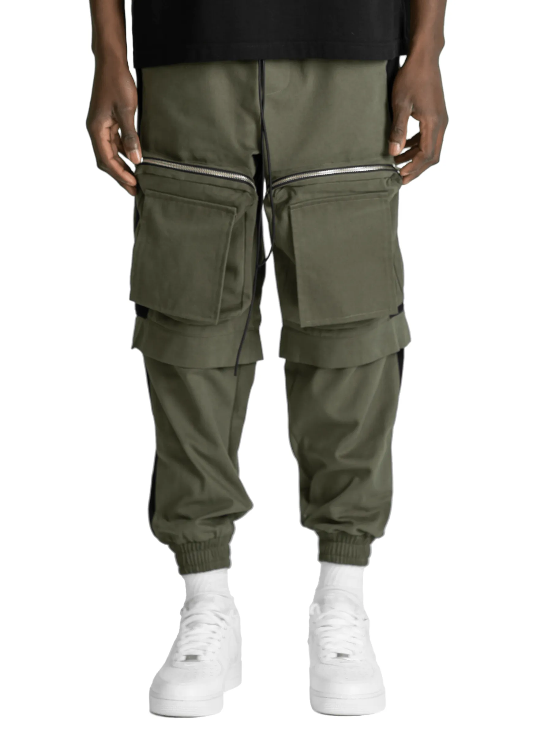 Colour-Block Cargo Pants - Forest / Black sold by reputation studios product image thumbnail 2