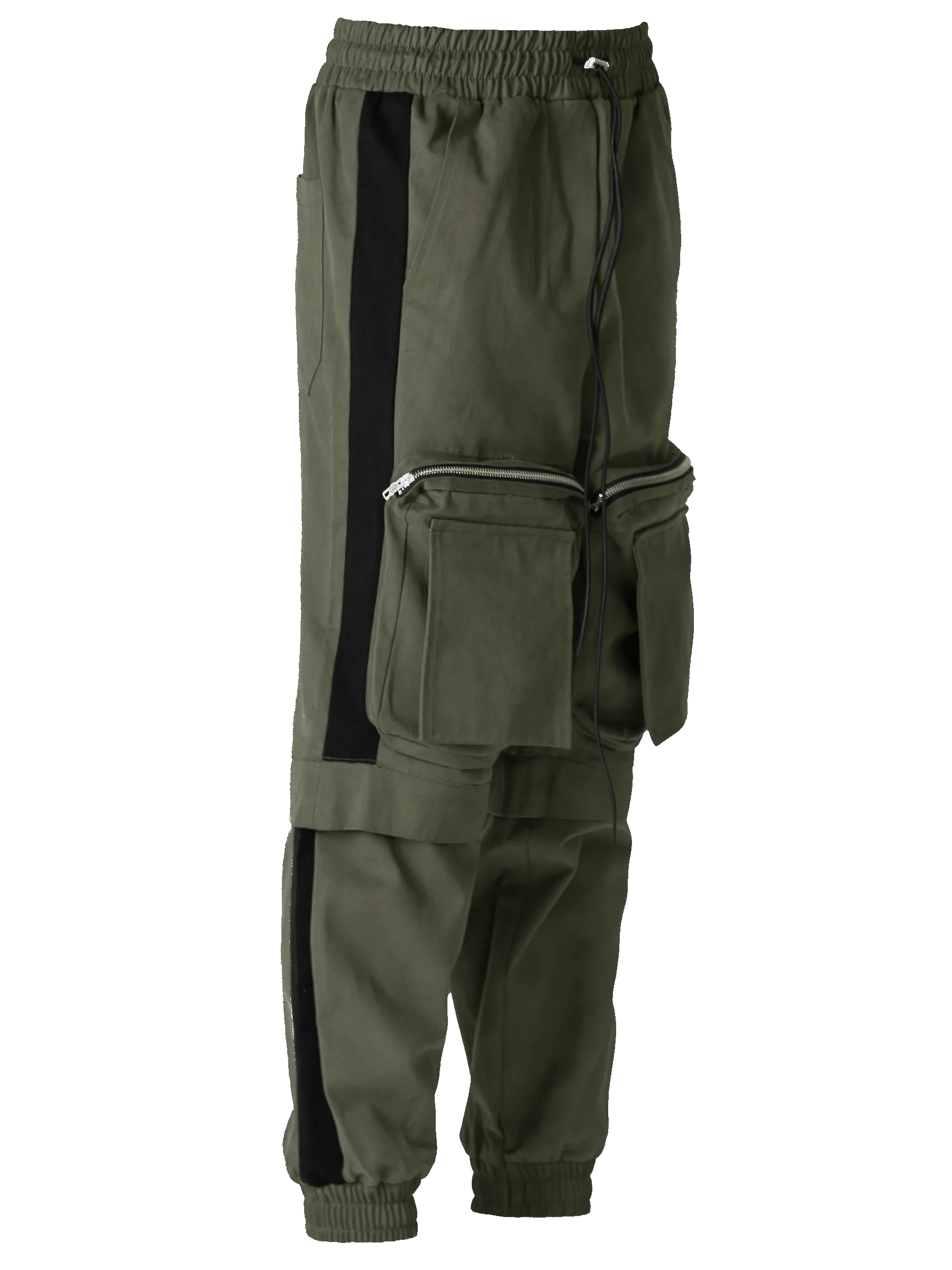 Colour-Block Cargo Pants - Forest / Black sold by reputation studios