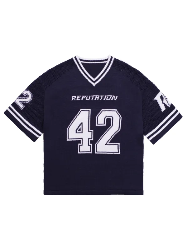 Y2K Knit Hockey Jersey - Navy sold by reputation studios