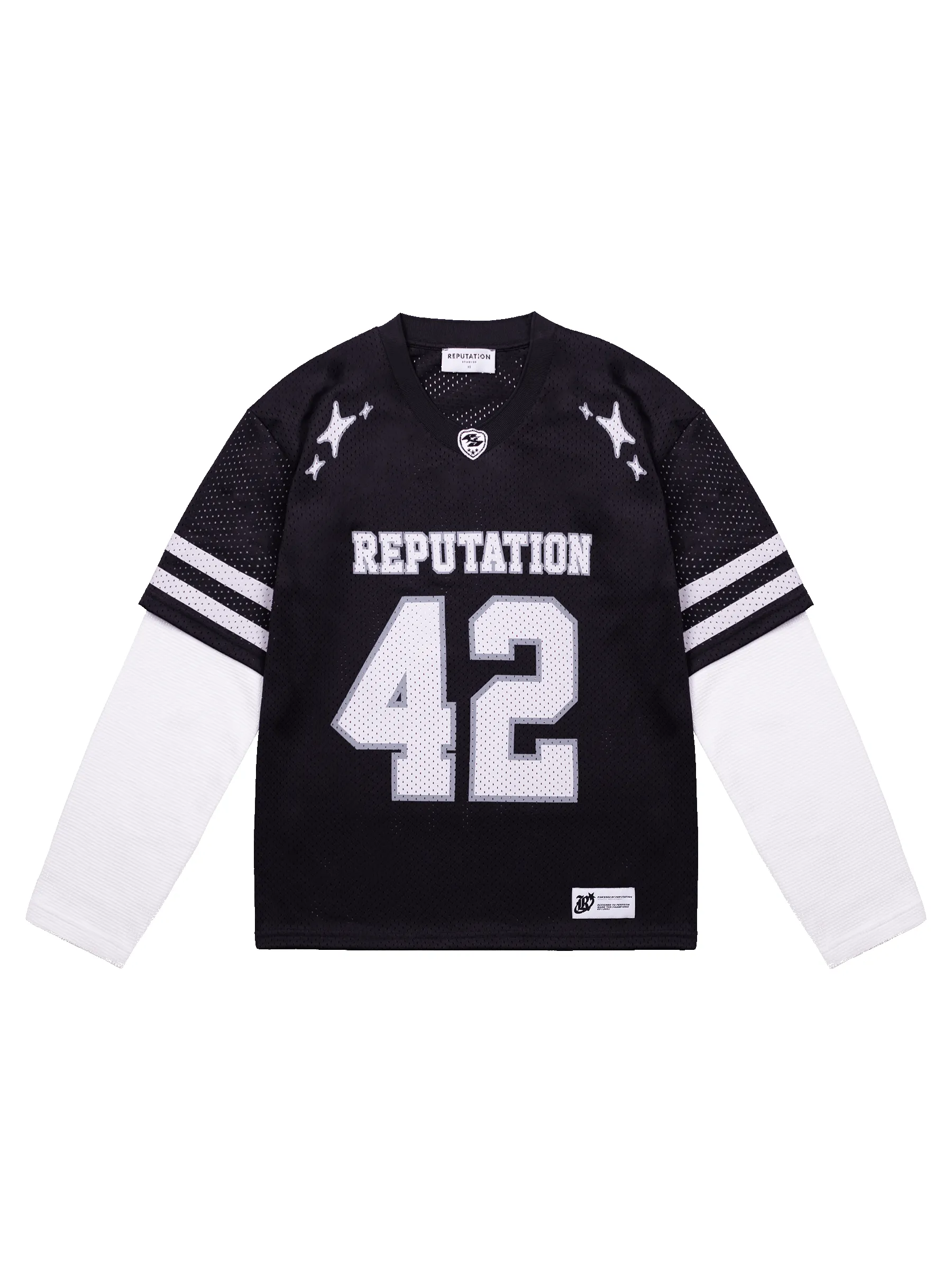 Mesh Layered Jersey - Black sold by reputation studios