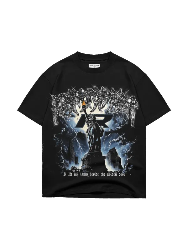 Liberty Blackout Rhinestone Tee sold by reputation studios
