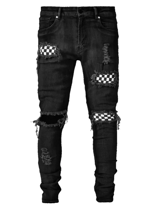 Checkered Denim - Black sold by reputation studios
