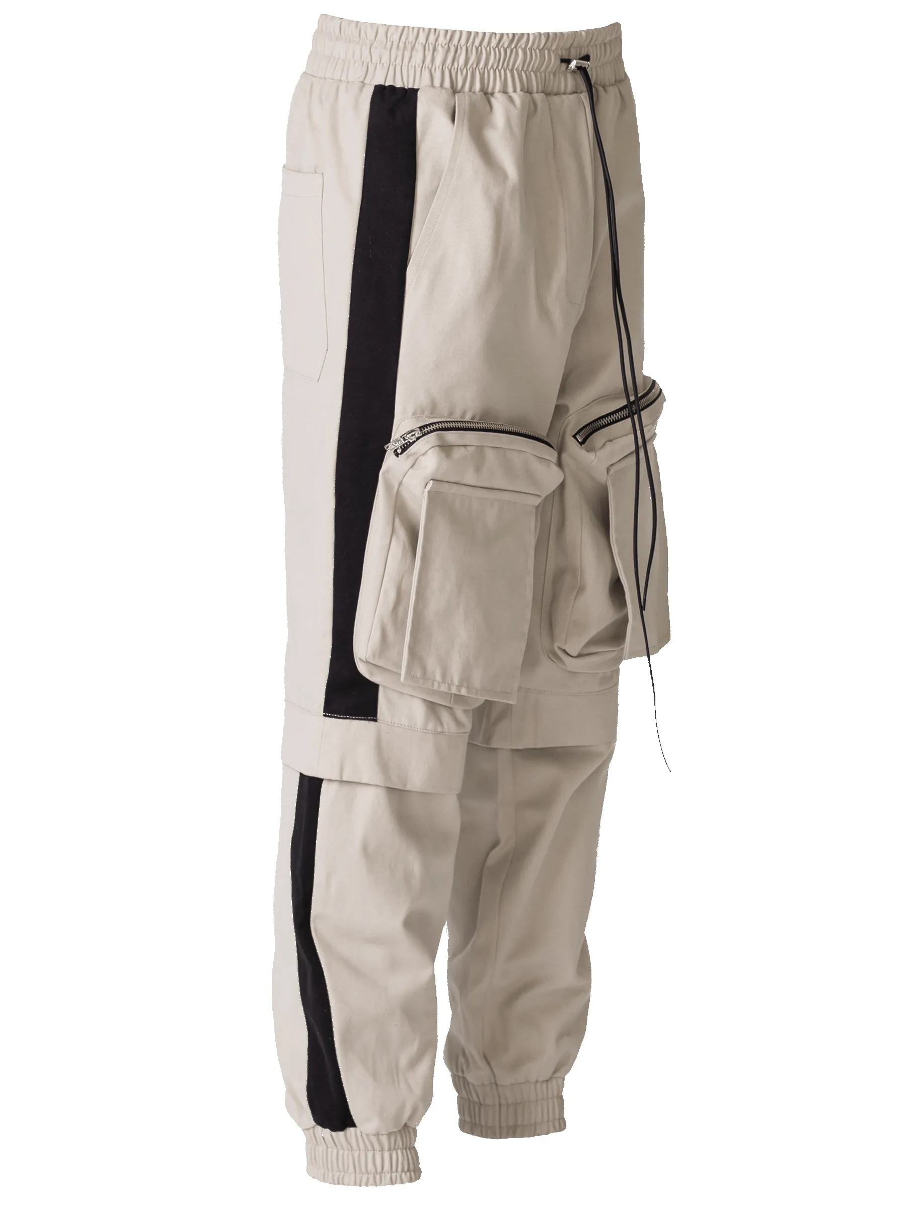 Colour-Block Cargo Pants - Stone / Black sold by reputation studios
