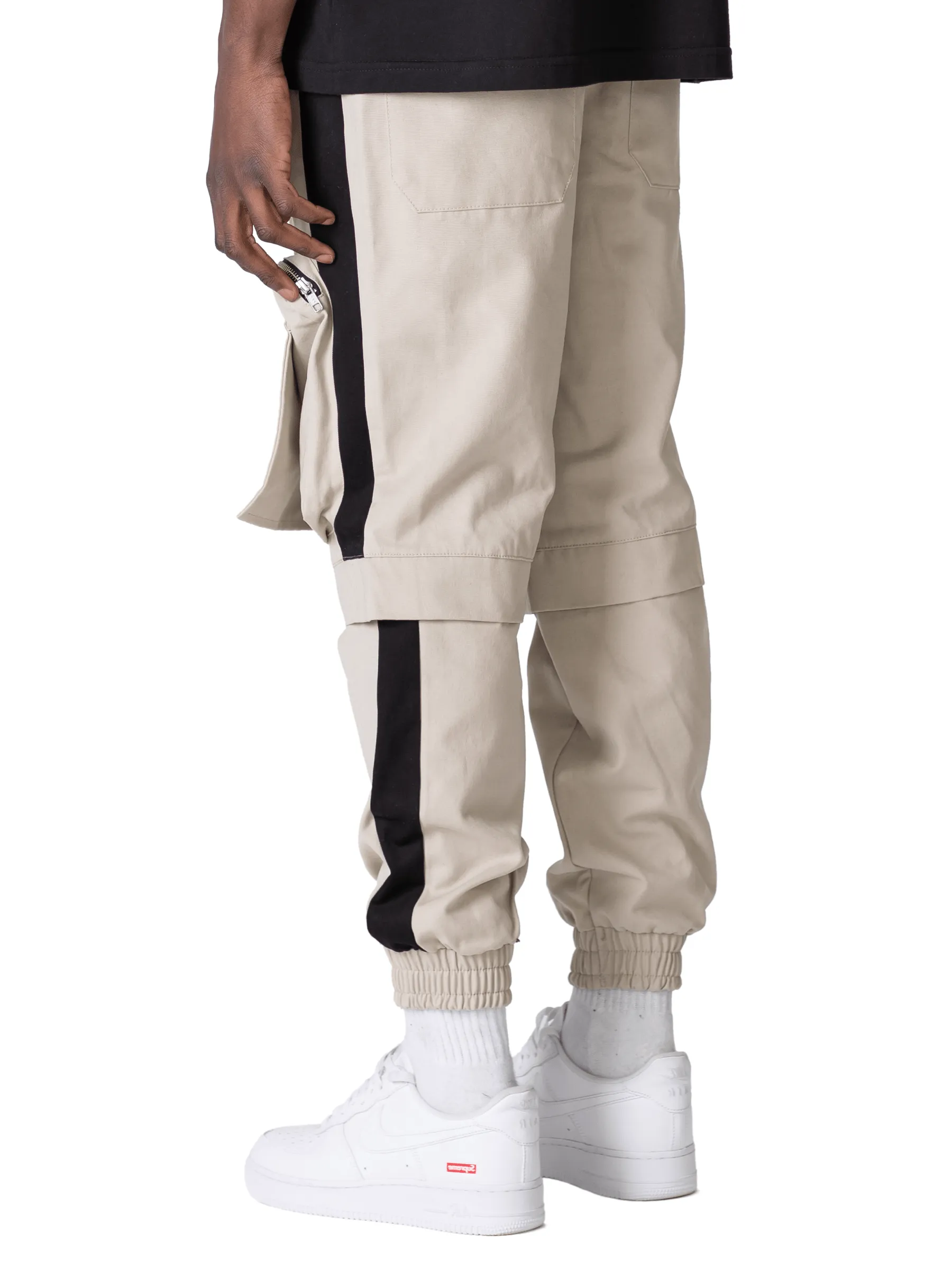 Colour-Block Cargo Pants - Stone / Black sold by reputation studios product image thumbnail 4