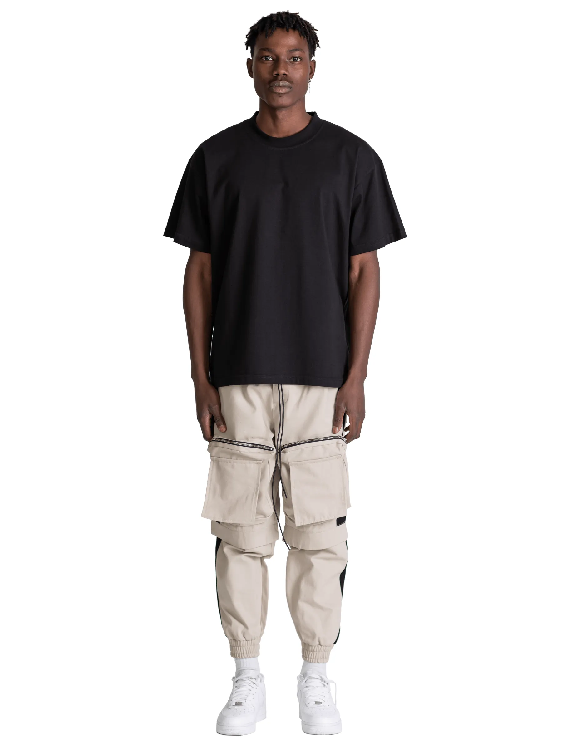 Colour-Block Cargo Pants - Stone / Black sold by reputation studios product image thumbnail 5