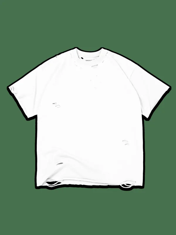 Ripped Oversized Tee - White sold by reputation studios