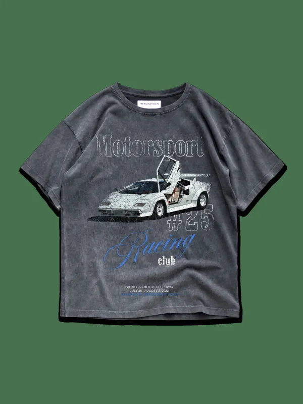 Vintage Grey Tee - Racing Club V2 sold by reputation studios