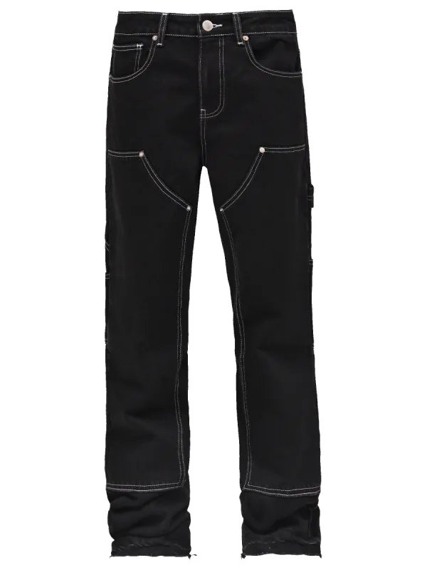 Contrast Stitch Flare Denim - Black sold by reputation studios