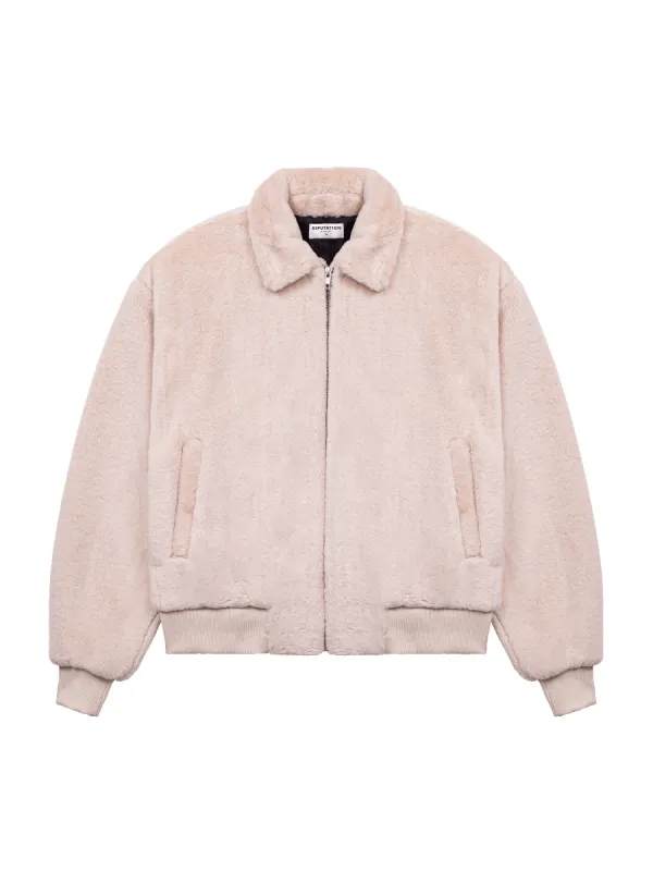 Faux Fur Jacket - Cream sold by reputation studios