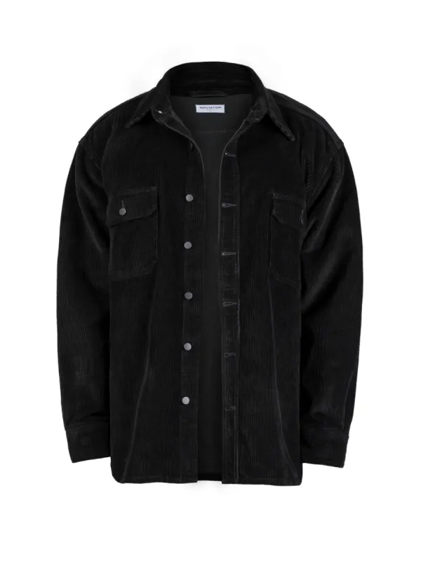 Oversized Cord Shirt - Black sold by reputation studios