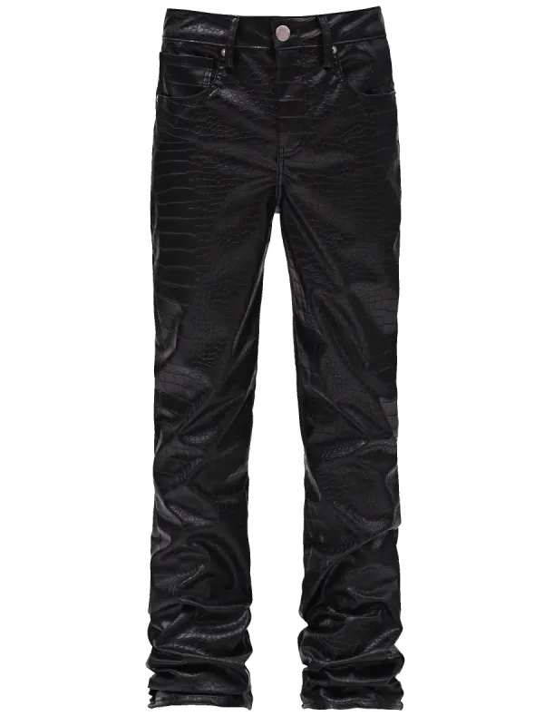 Flare Leather Pants - Crocodile sold by reputation studios