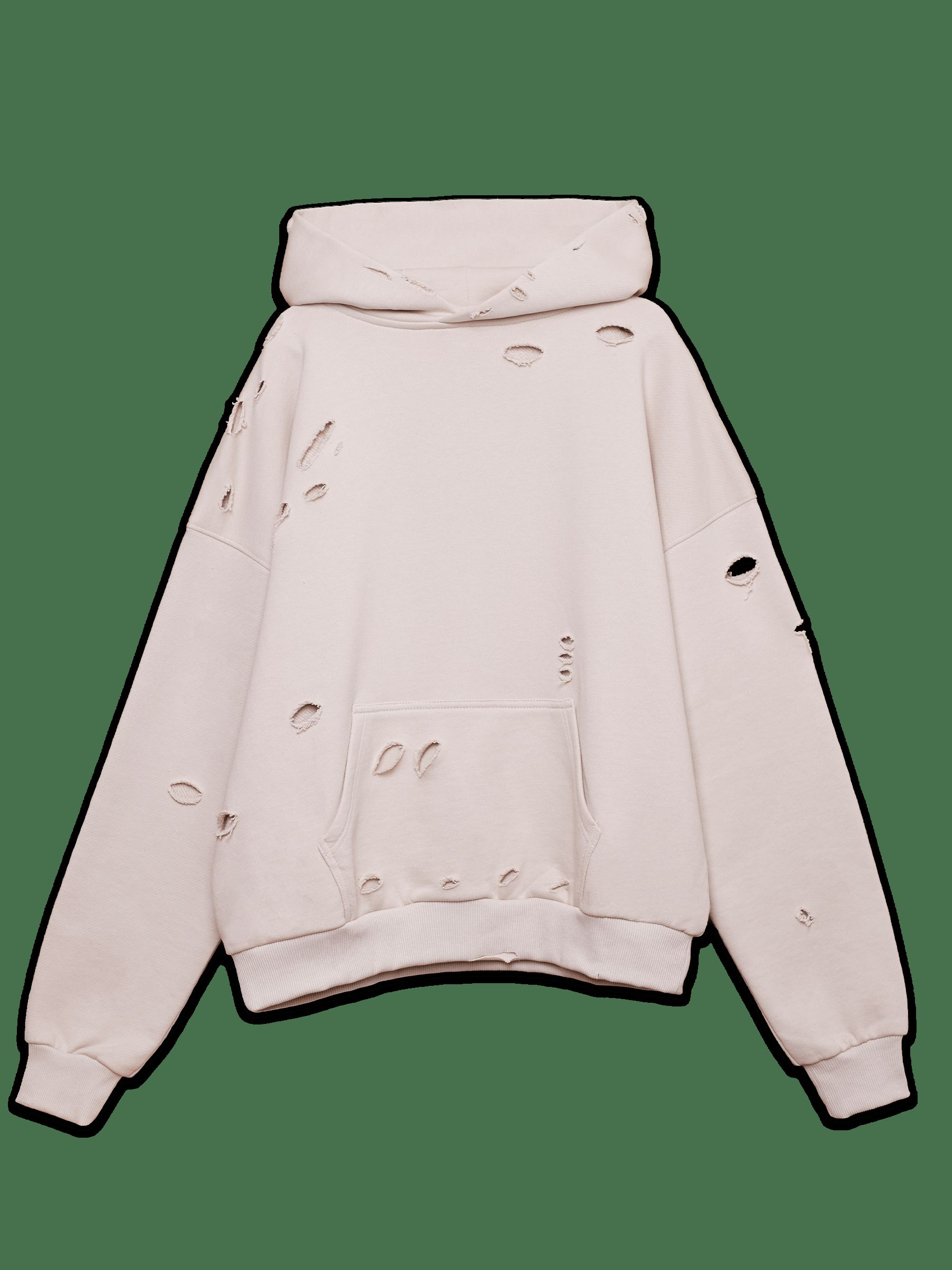 Ripped Hoodie - Ivory sold by reputation studios