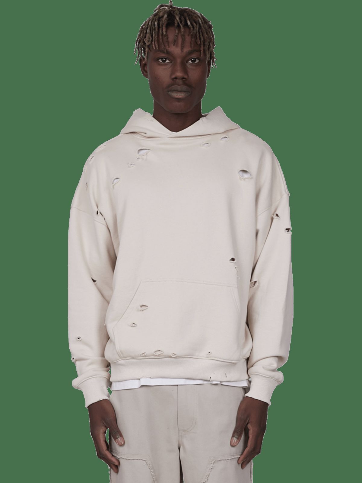 Ripped Hoodie - Ivory sold by reputation studios product image thumbnail 2
