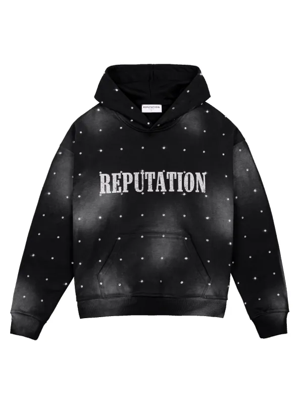Rhinestone Hoodie - Black sold by reputation studios