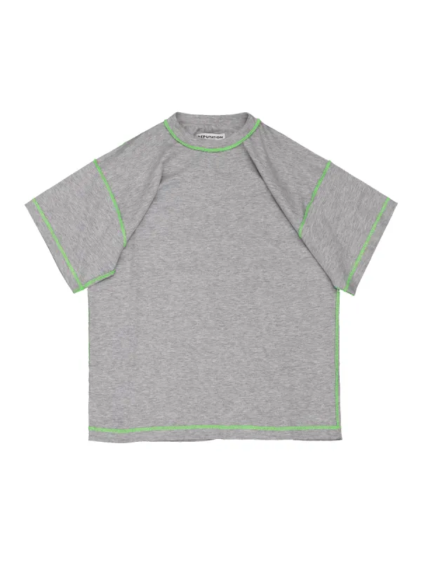 Contrast Stitch Tee - Heather Grey sold by reputation studios