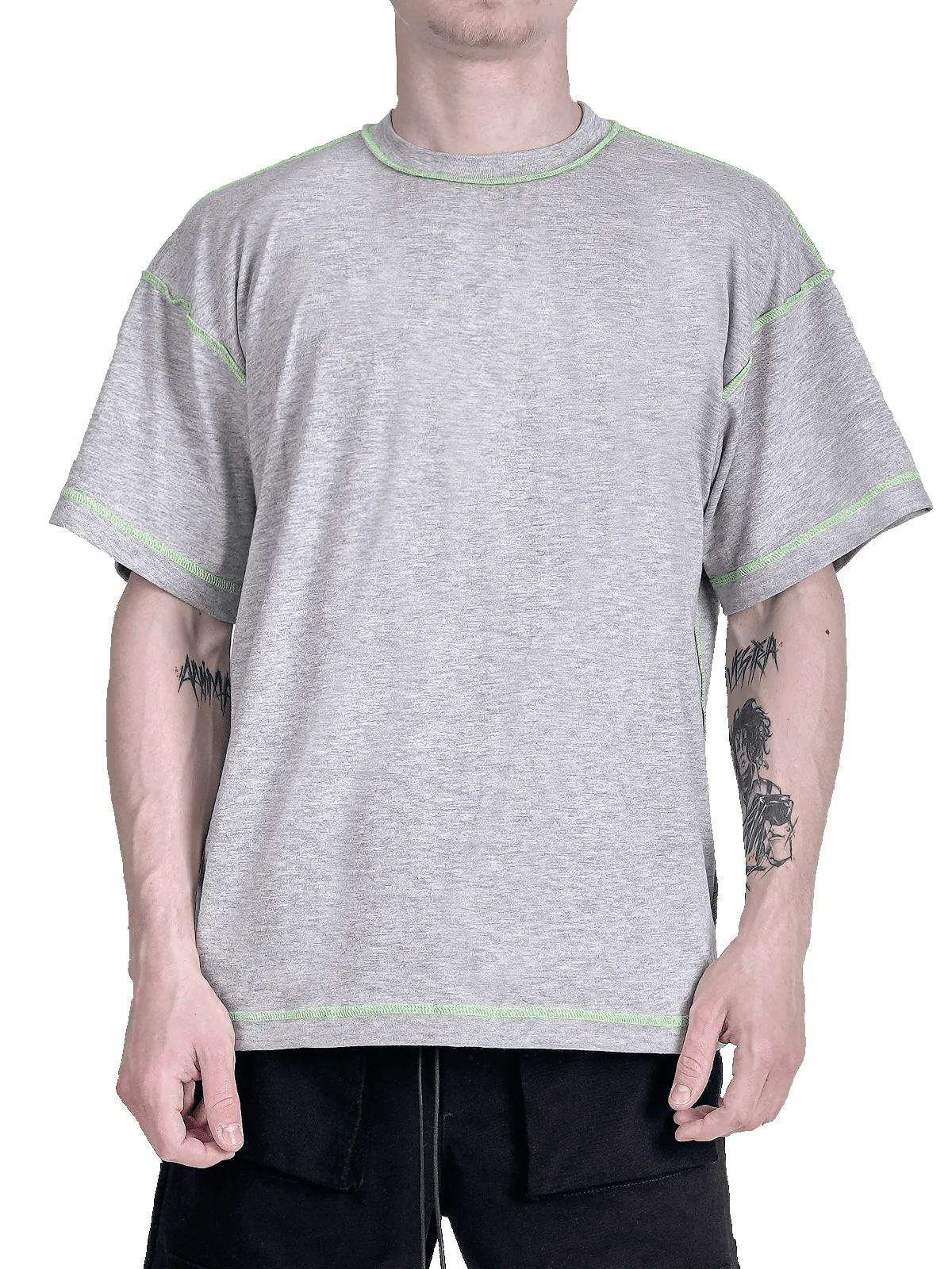 Contrast Stitch Tee - Heather Grey sold by reputation studios product image thumbnail 2