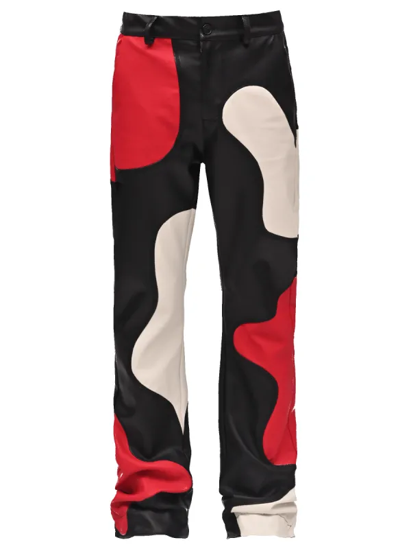 Flare Leather Patch Pants - Black sold by reputation studios