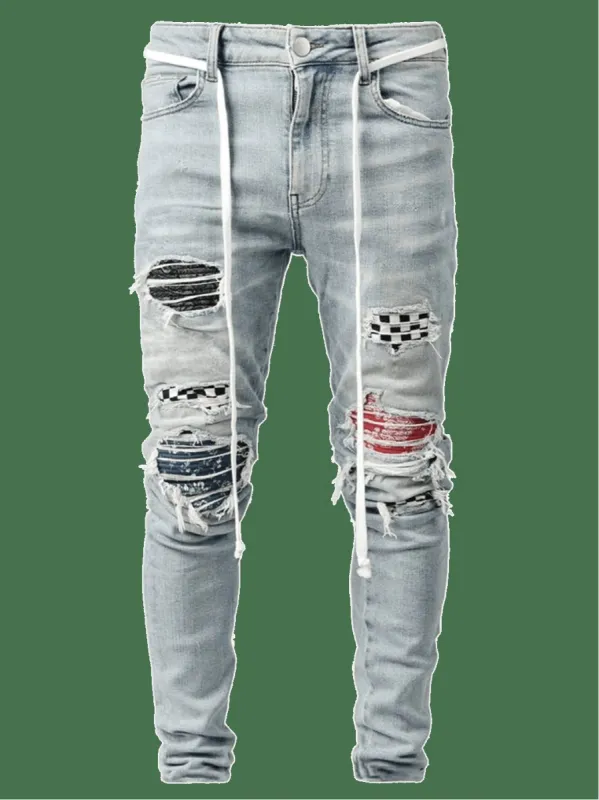 Biker Patch Denim - Multi sold by reputation studios