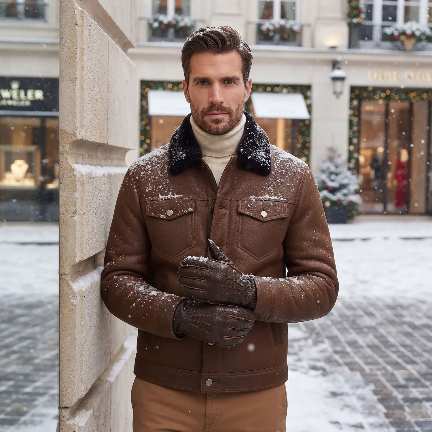 Men's Sheepskin Top-Stitched Gloves sold by Aston leather product image thumbnail 3