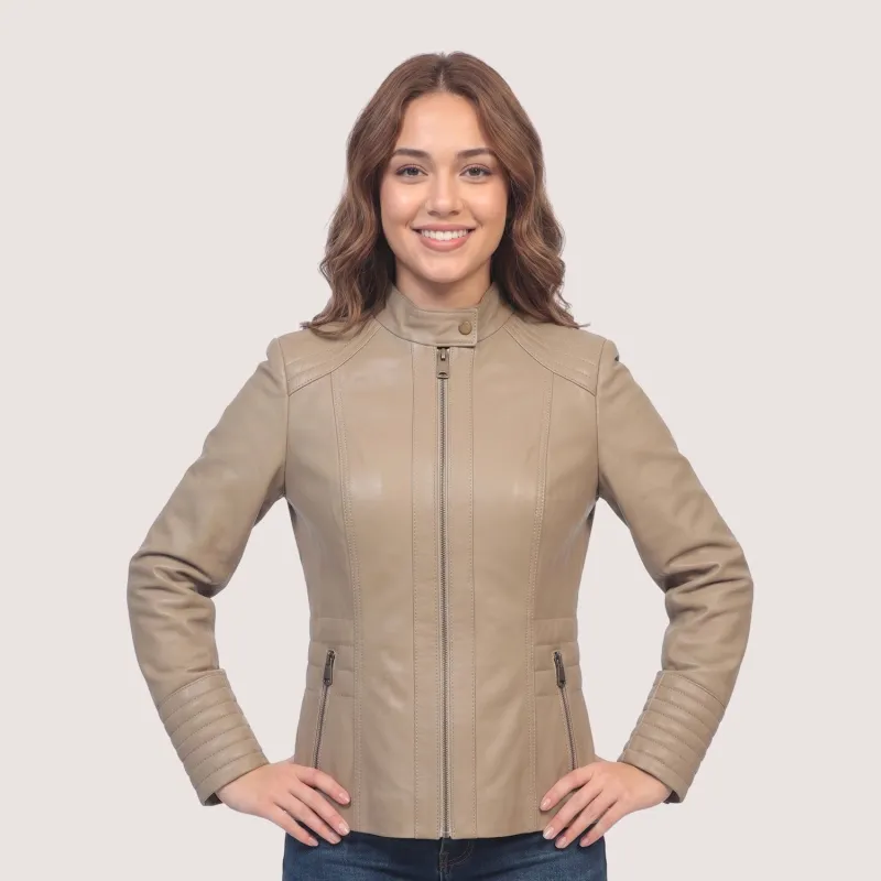 Iris Lambskin Jacket made by Aston leather
