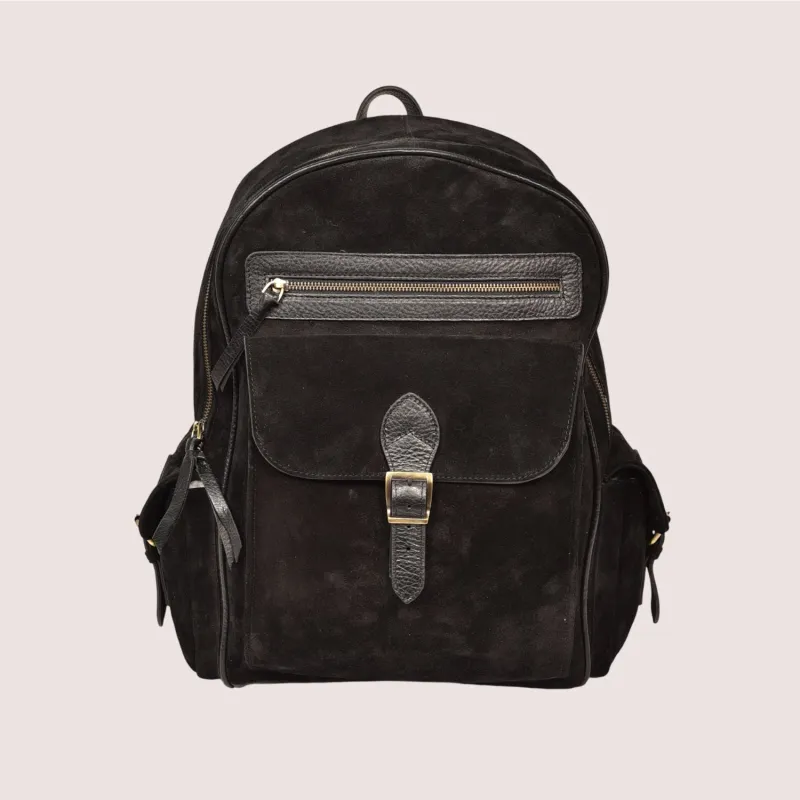 Burnett Suede Backpack made by Aston leather