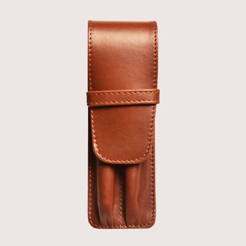 Two Pen Leather Case made by Aston leather