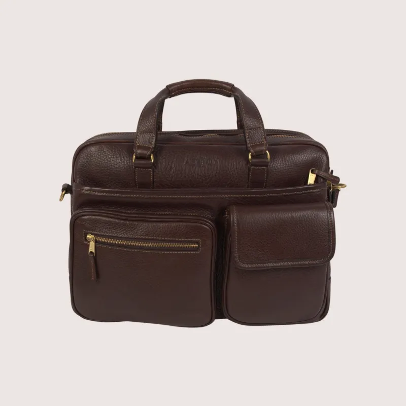 Tennyson Top Zippered Briefcase made by Aston leather