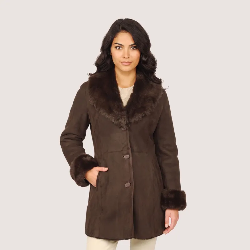 Lilliana Shearling Coat made by Aston leather