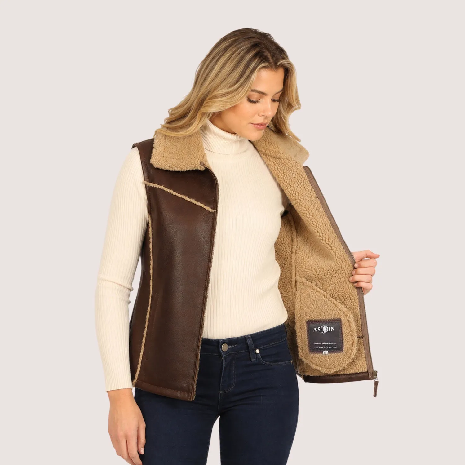 Eve Shearling Vest sold by Aston leather product image thumbnail 3