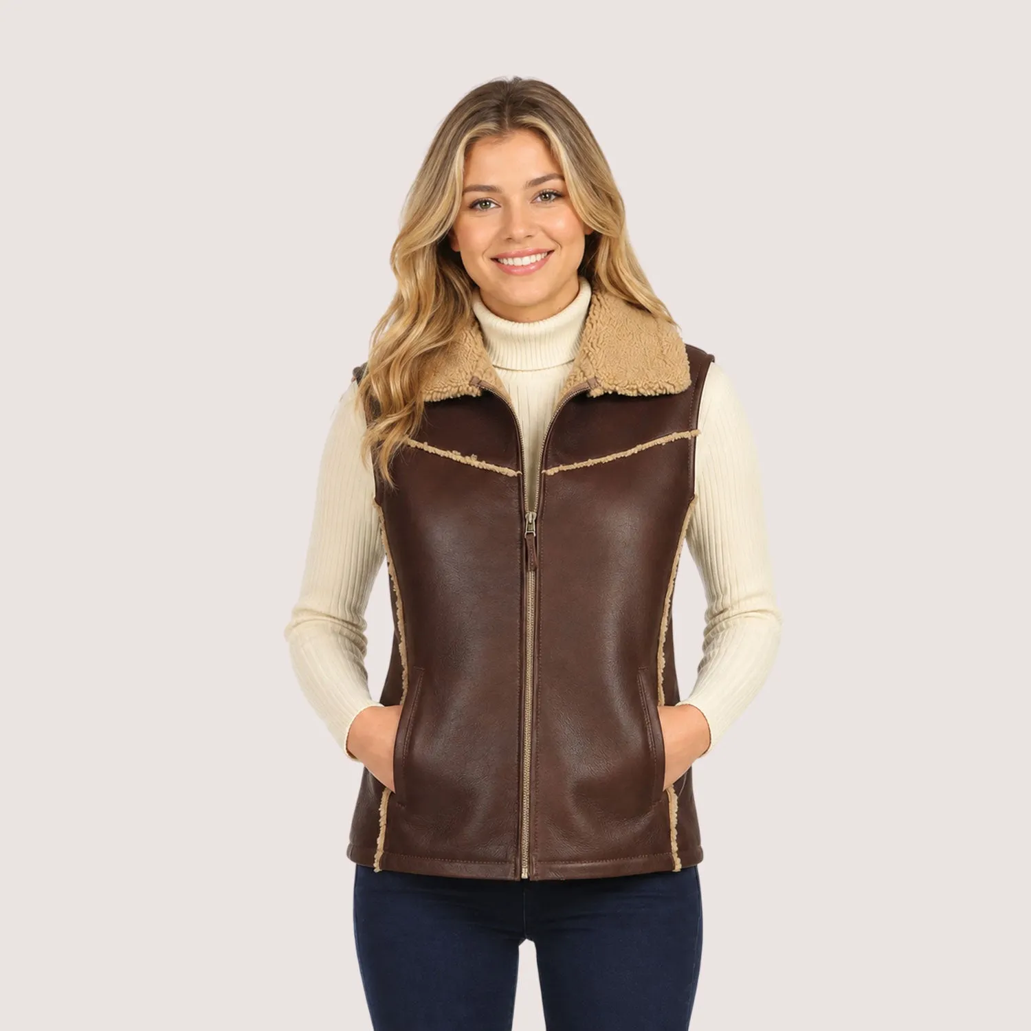 Eve Shearling Vest sold by Aston leather