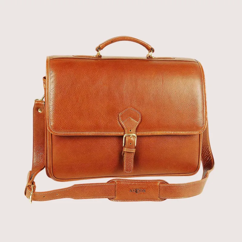 Charles Double Compartment Briefcase W/Laptop Case made by Aston leather