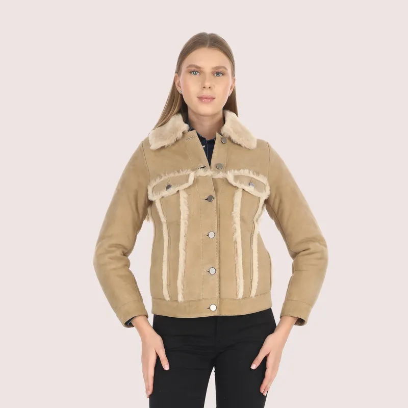 Cassidy Shearling Jacket made by Aston leather