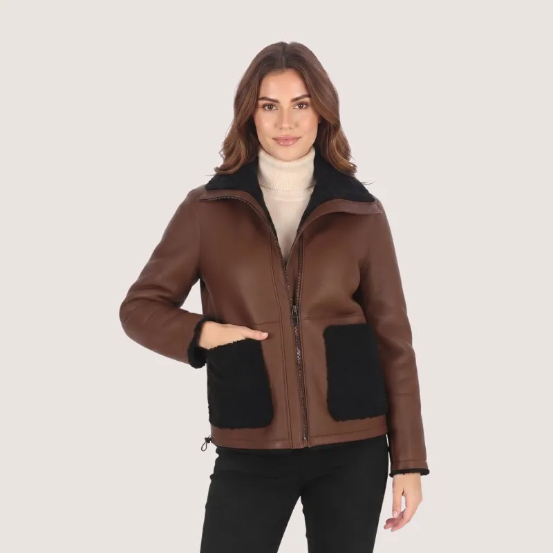 Camilla Shearling Jacket made by Aston leather