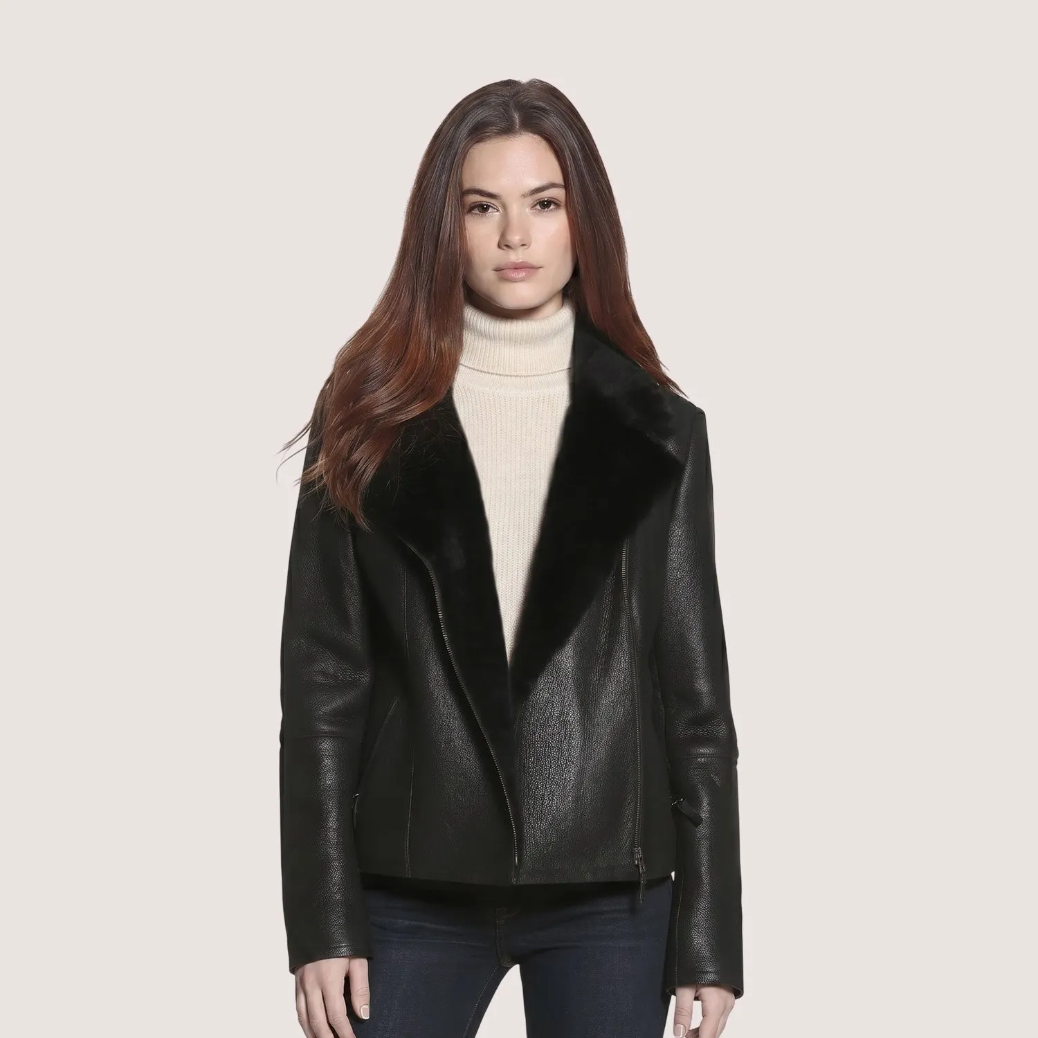 Amaryllis Shearling Jacket sold by Aston leather