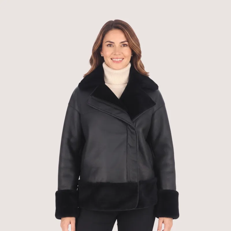 Addison Shearling Jacket made by Aston leather