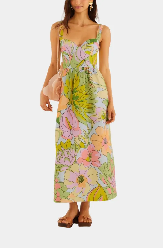 Spring Affair Light Blue Maxi Dress Sleeveless made by FARM Rio