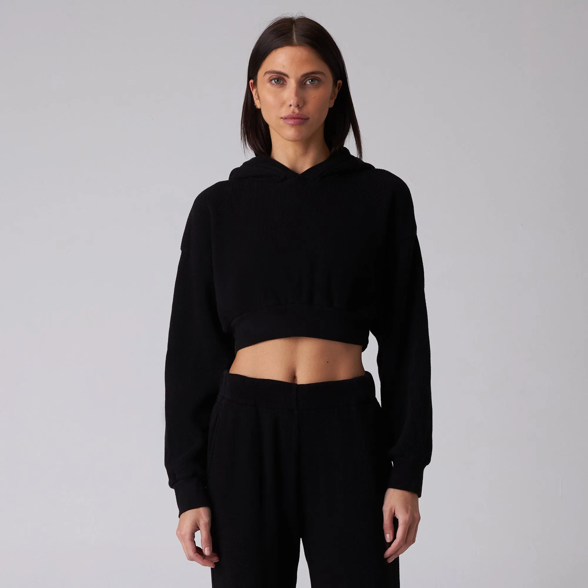 WOMENS CROPPED WAFFLE HOODIE sold by Talentless product image thumbnail 2