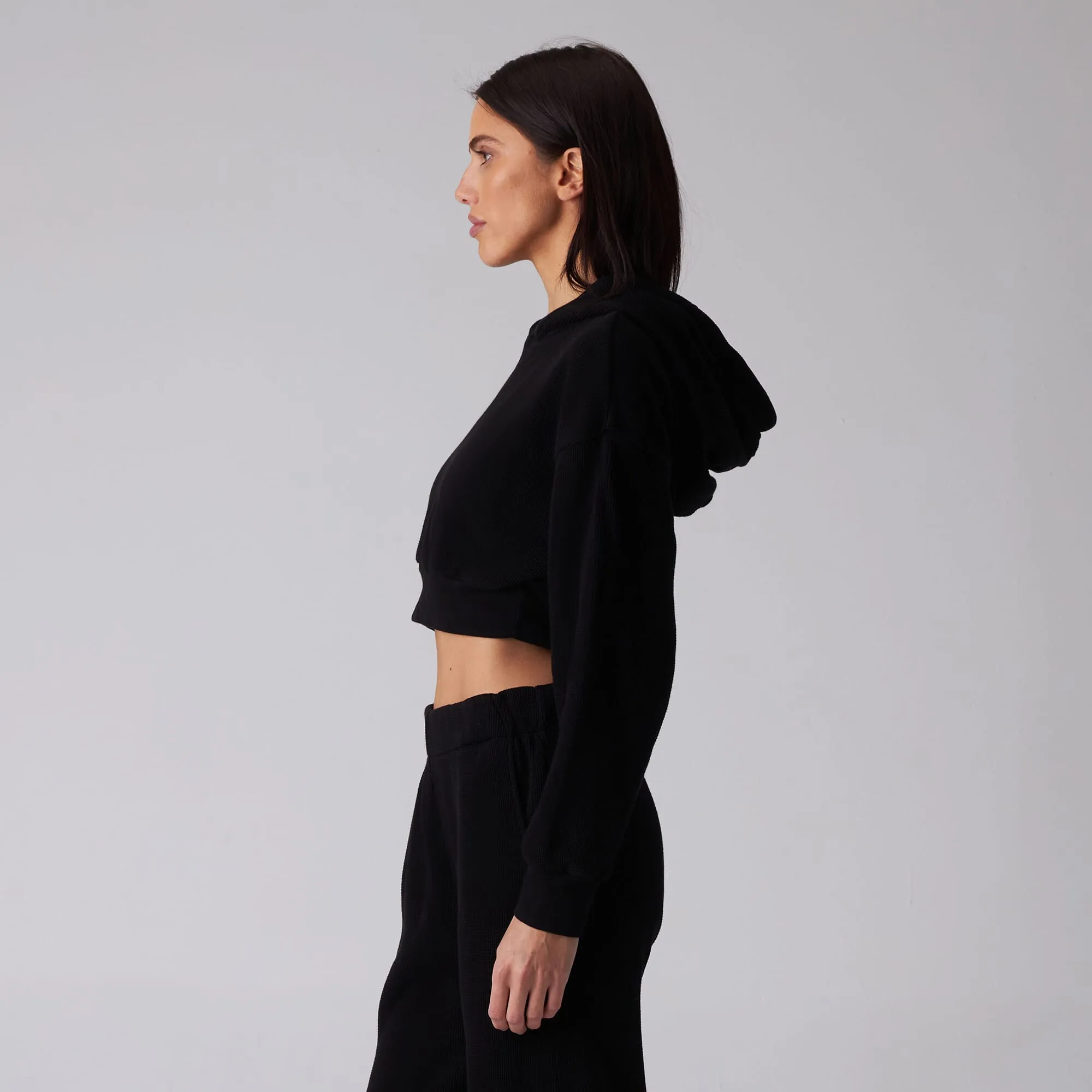 WOMENS CROPPED WAFFLE HOODIE sold by Talentless product image thumbnail 3