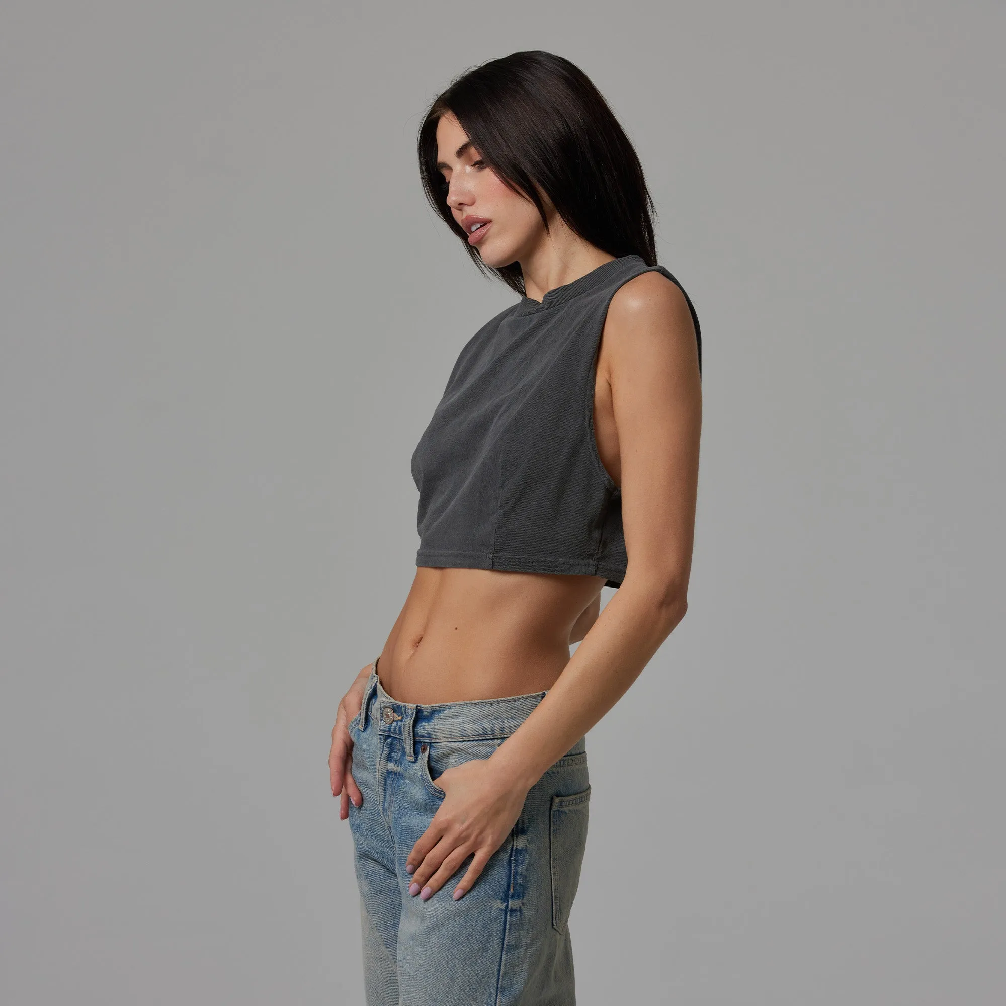 WOMENS CROP DART MUSCLE TANK sold by Talentless product image thumbnail 3