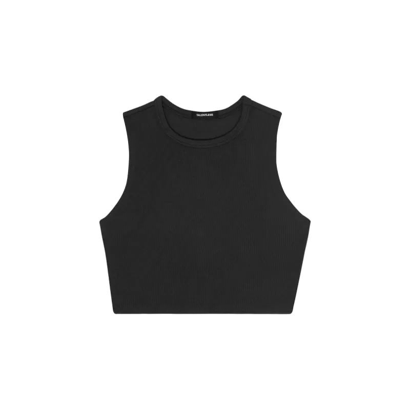 WOMENS RIB FITTED CROP TANK sold by Talentless