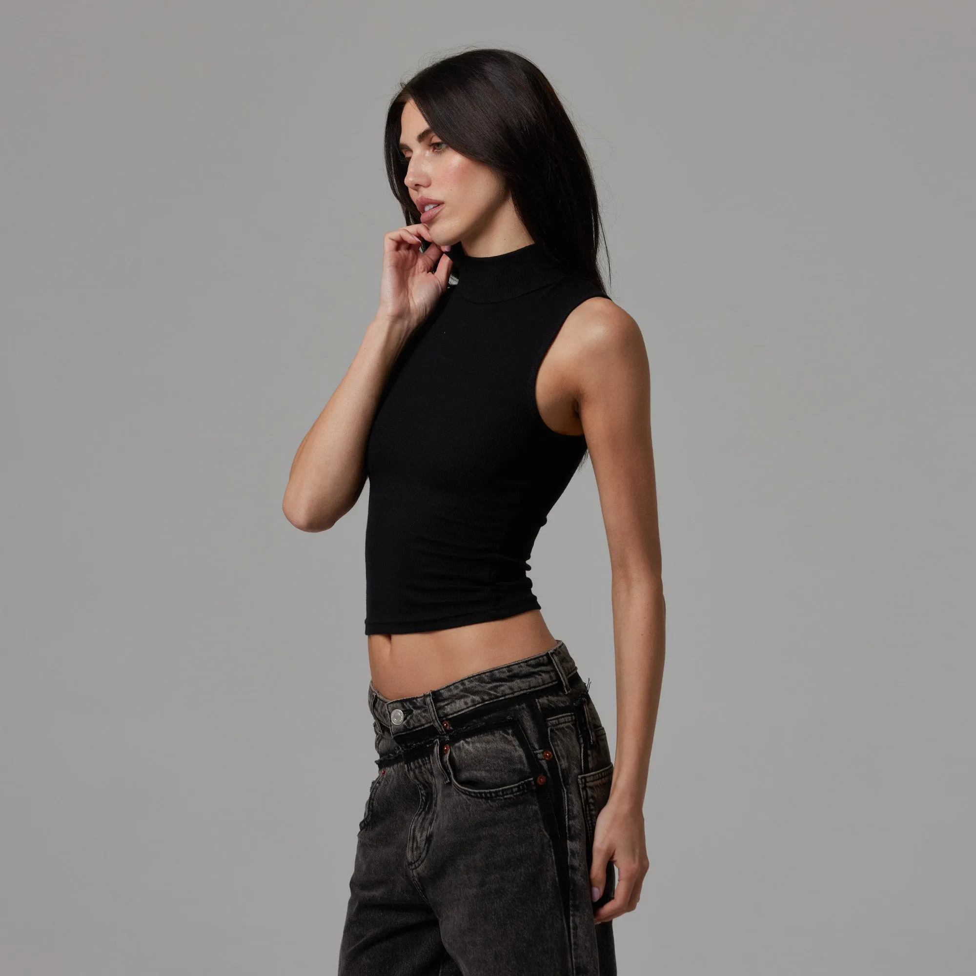 WOMENS MOCK NECK RIB TANK sold by Talentless product image thumbnail 4